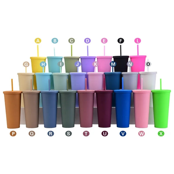 24OZ Double Wall Tumbler With Lids And Straw