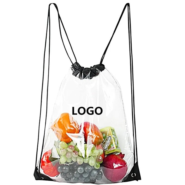 Clear Sports Drawstring Bag, Gym, Travel, and Everyday Use.