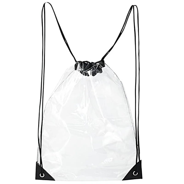 Clear Sports Drawstring Bag, Gym, Travel, and Everyday Use.