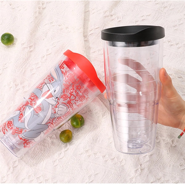 24Oz Double Wall Plastic Clear Insulated Tumbler
