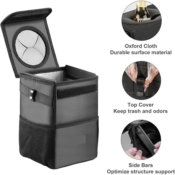 Collapsible Hanging Car Trash Can with Lid