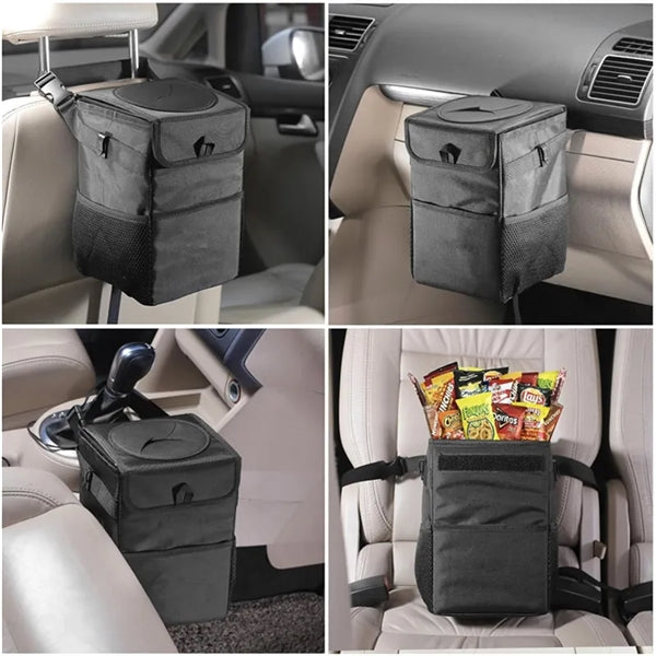 Collapsible Hanging Car Trash Can with Lid