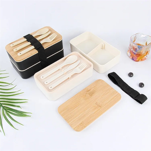 Bamboo Wood Lunch Box with Cutlery