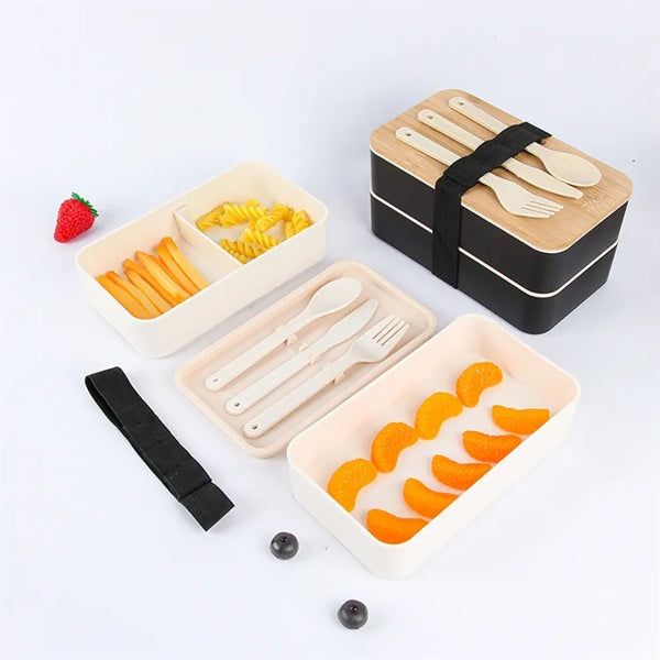 Bamboo Wood Lunch Box with Cutlery