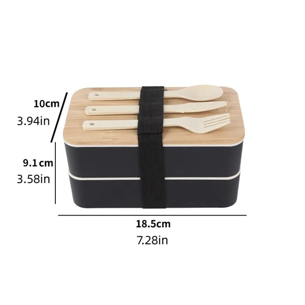 Bamboo Wood Lunch Box with Cutlery