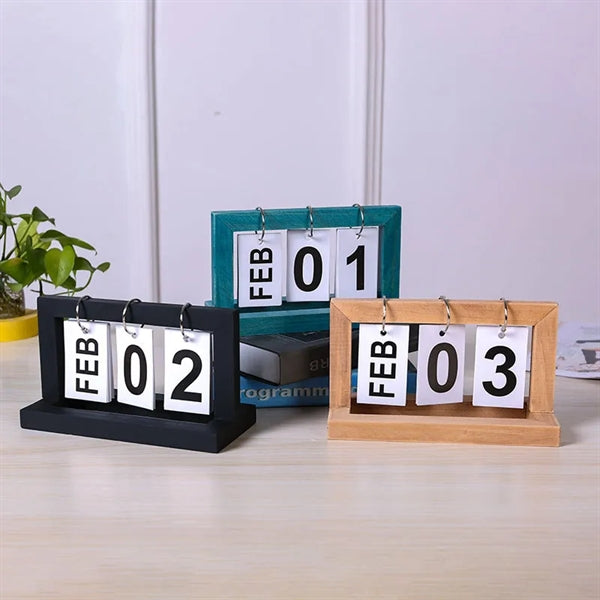 Wooden Desk Perpetual Calendar