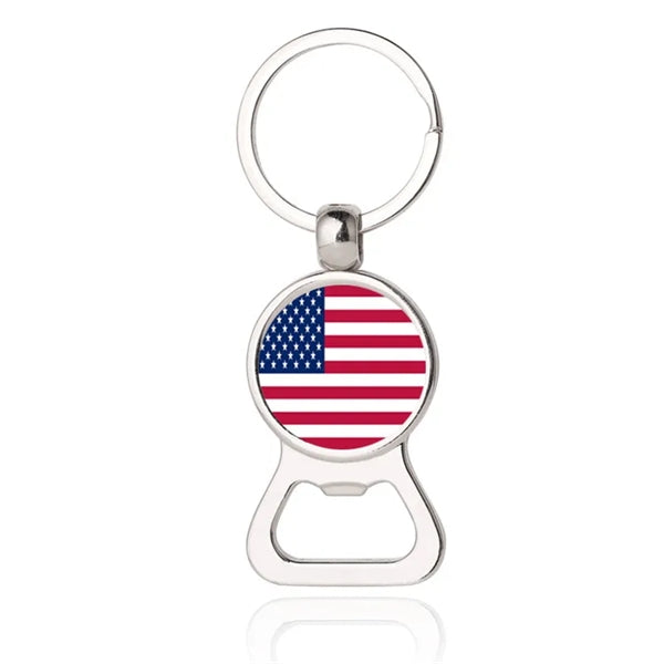 American Flag Beer Bottle Opener,Metal Glass Keychain
