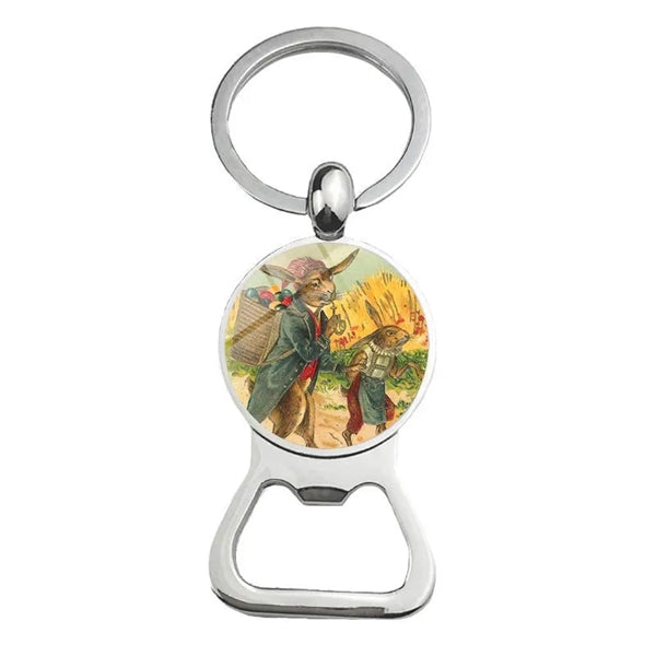 Happy Easter Bunny Beer Bottle Cap Opener Key Chain Ring