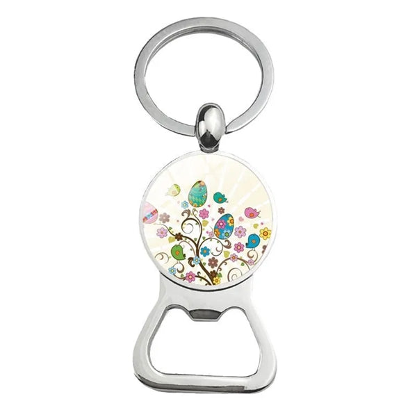 Happy Easter Bunny Beer Bottle Cap Opener Key Chain Ring