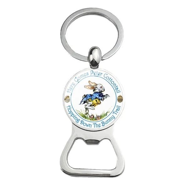 Happy Easter Bunny Beer Bottle Cap Opener Key Chain Ring