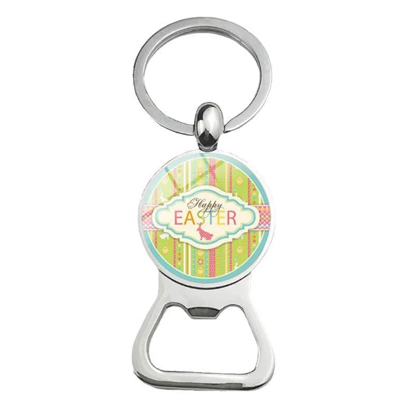 Happy Easter Bunny Beer Bottle Cap Opener Key Chain Ring