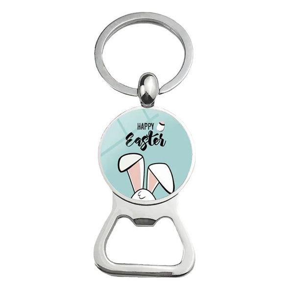 Happy Easter Bunny Beer Bottle Cap Opener Key Chain Ring