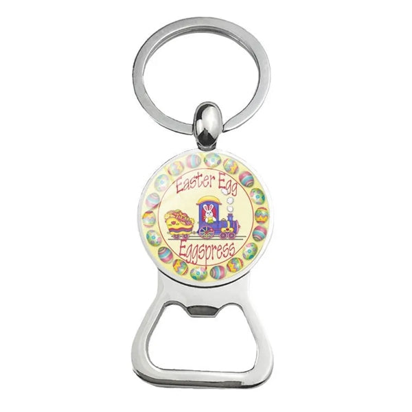 Happy Easter Bunny Beer Bottle Cap Opener Key Chain Ring