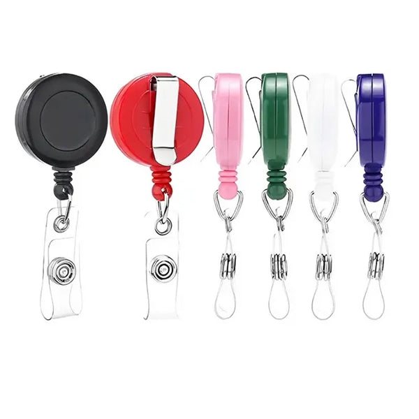 Retractable Round Badge Reel Holder w/ Belt Clip