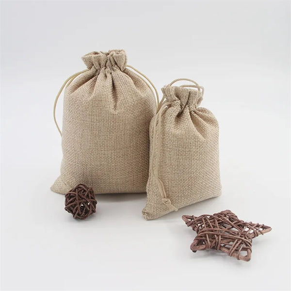 Drawstring Burlap Bag Jewelry Favors Wrapping Pouche