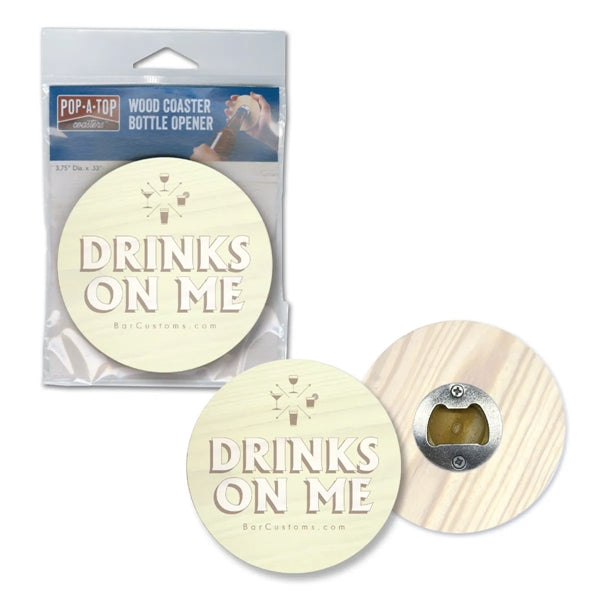 1 Pk. Pop-A-Top Opener Coaster in Poly Bag