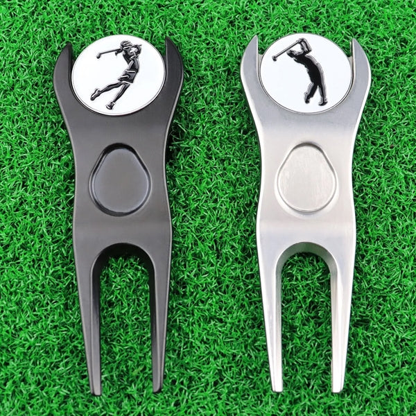 Portable Golf Green Divot Fork Metal