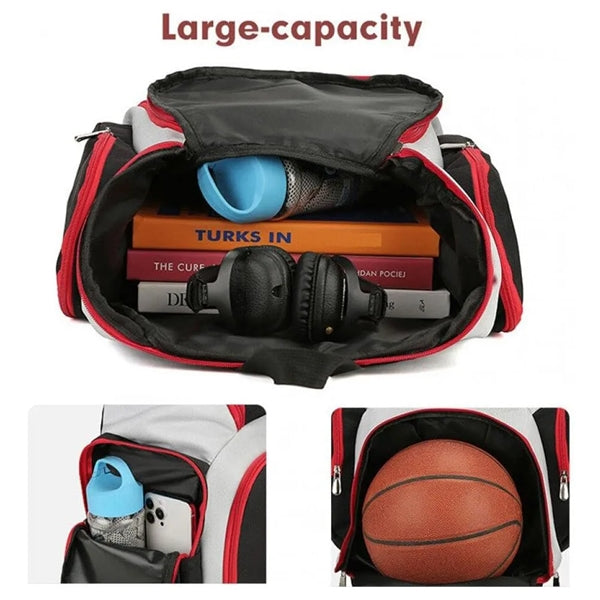 Large Capacity Sports Backpack with Separate Ball Holder