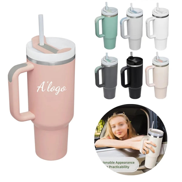 30 oz. Insulated tumbler with Handle and Straw Lid