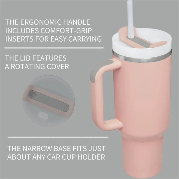 30 oz. Insulated tumbler with Handle and Straw Lid