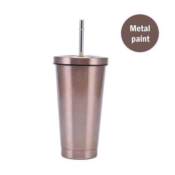 17oz Milk Tea Coffee Cup With Straw & sealed lid