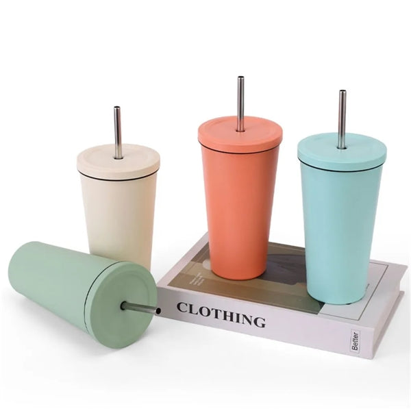 17oz Milk Tea Coffee Cup With Straw & sealed lid