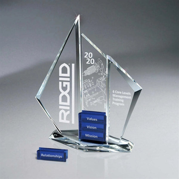Optic Crystal Tri-Pinnacle Tower Award