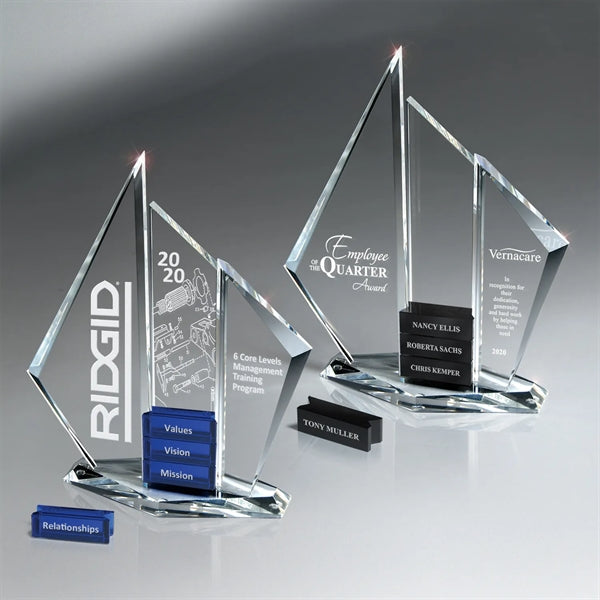 Optic Crystal Tri-Pinnacle Tower Award