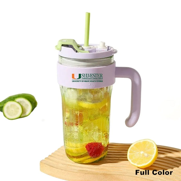 30 oz Plastic Tumbler with Lid and Straw and Handle