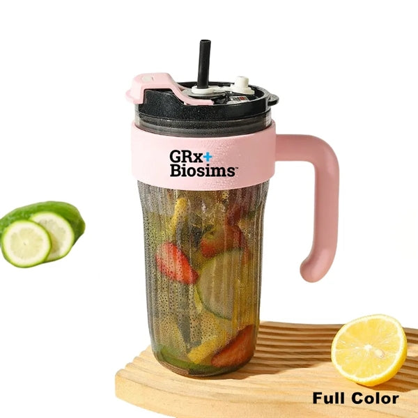 30 oz Plastic Tumbler with Lid and Straw and Handle