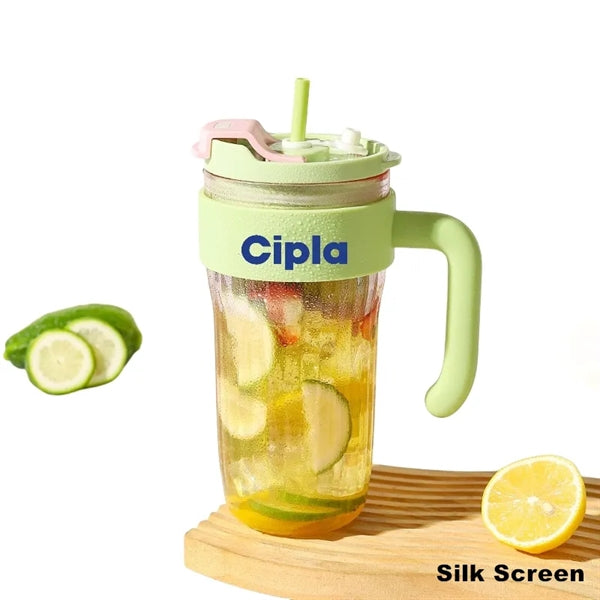 30 oz Plastic Tumbler with Lid and Straw and Handle