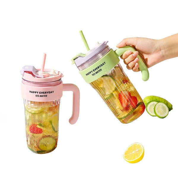 30 oz Plastic Tumbler with Lid and Straw and Handle