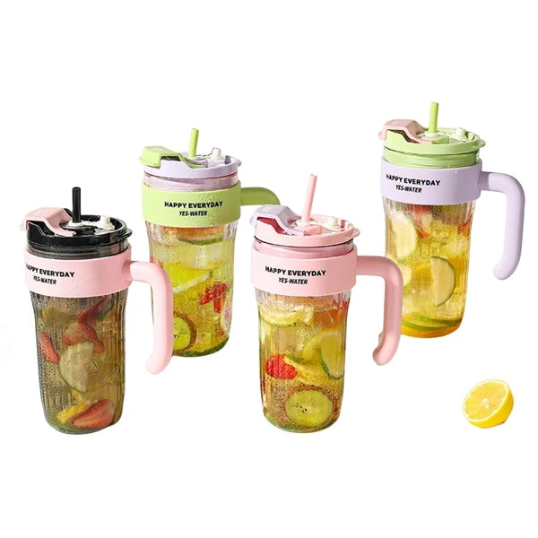 30 oz Plastic Tumbler with Lid and Straw and Handle
