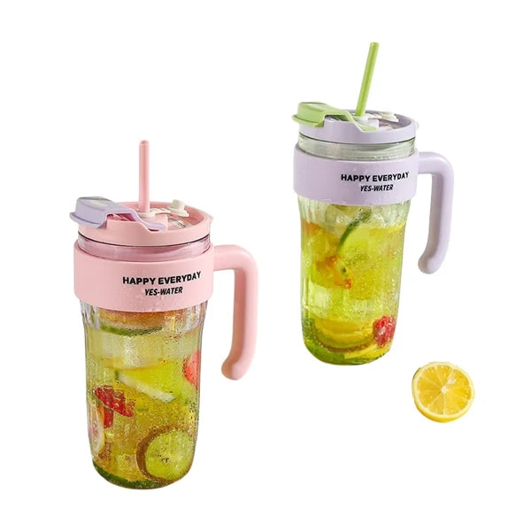 30 oz Plastic Tumbler with Lid and Straw and Handle