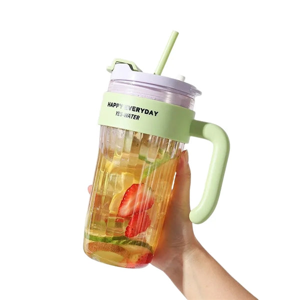 30 oz Plastic Tumbler with Lid and Straw and Handle