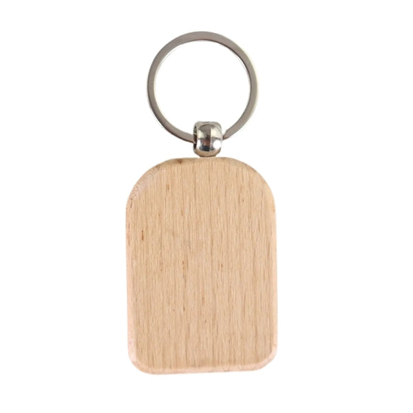 Arched Rectangle Wooden Keychain