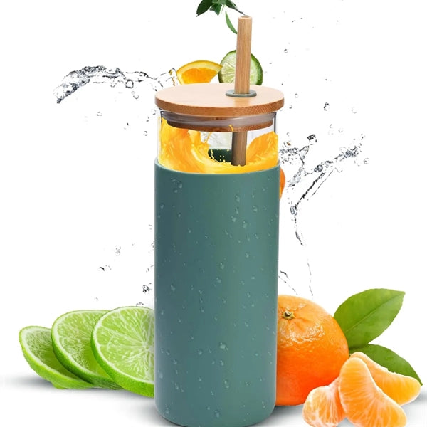 20oz Glass Tumbler Water Bottle with Straw