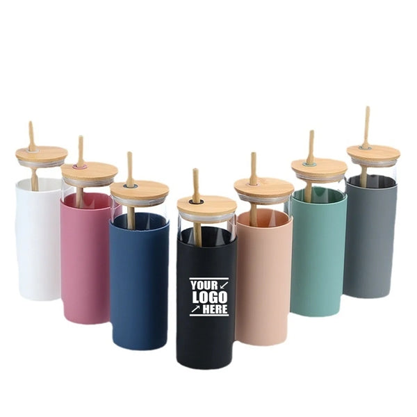 20oz Glass Tumbler Water Bottle with Straw
