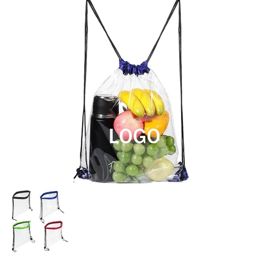 Stylish Clear PVC Drawstring Bag, Water-Resistant