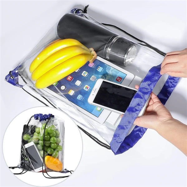 Stylish Clear PVC Drawstring Bag, Water-Resistant