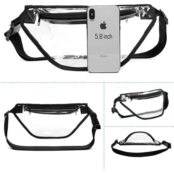 Transparent PVC Waist Bag, Fanny Pack, Hand free