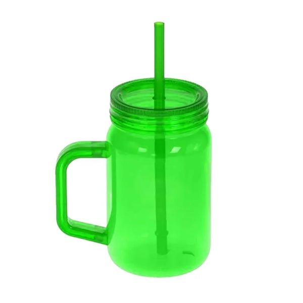 16/20 oz Acrylic Mason Jar Drinking Mug With Handle & Straw