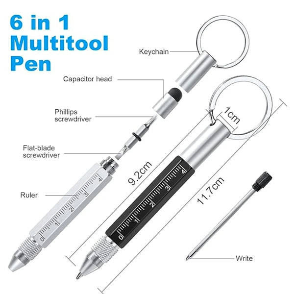 6 In 1 Metal Multifunctional Tool With Keychain