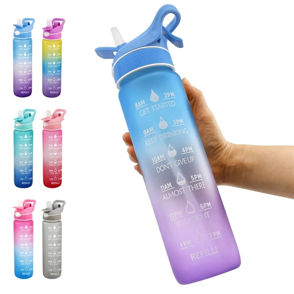 Water Bottle With Spray Mist Leakproof Drink