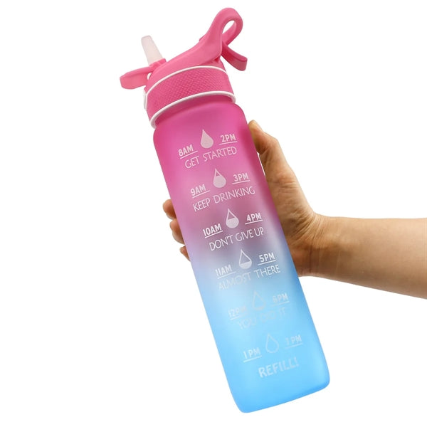 Water Bottle With Spray Mist Leakproof Drink