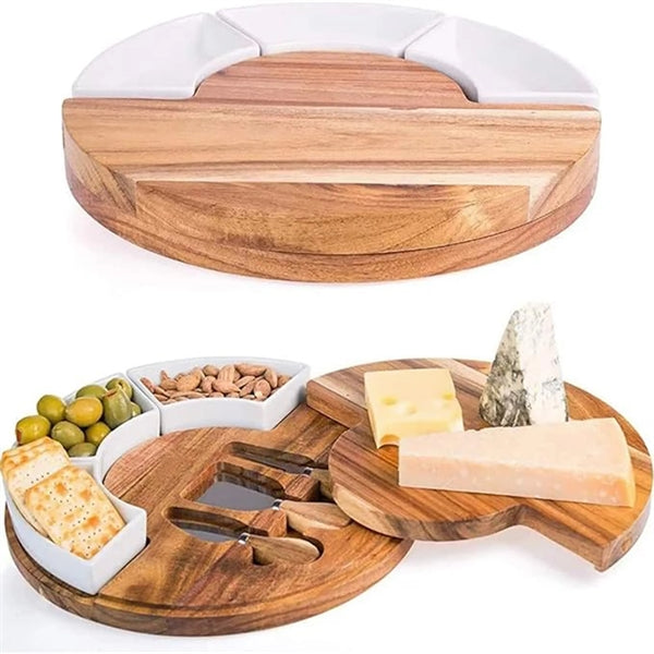 Bamboo Cheese Charcuterie Board And Knife Set