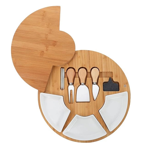 Bamboo Cheese Charcuterie Board And Knife Set