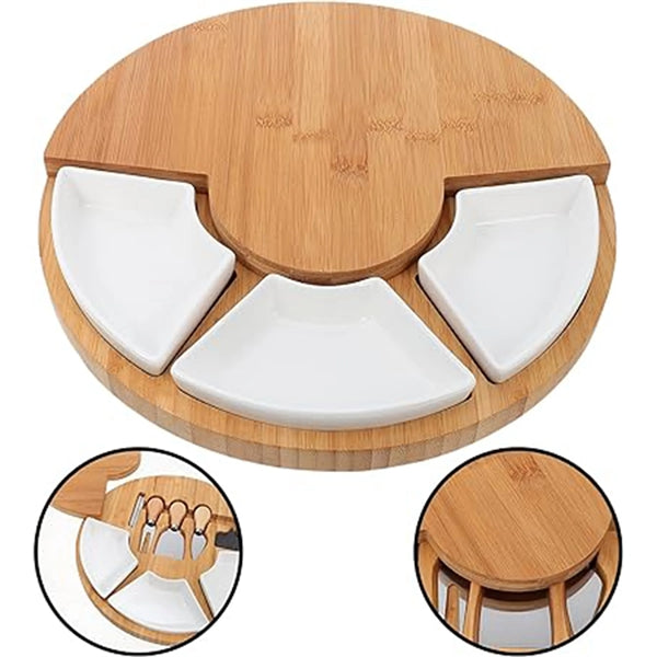Bamboo Cheese Charcuterie Board And Knife Set