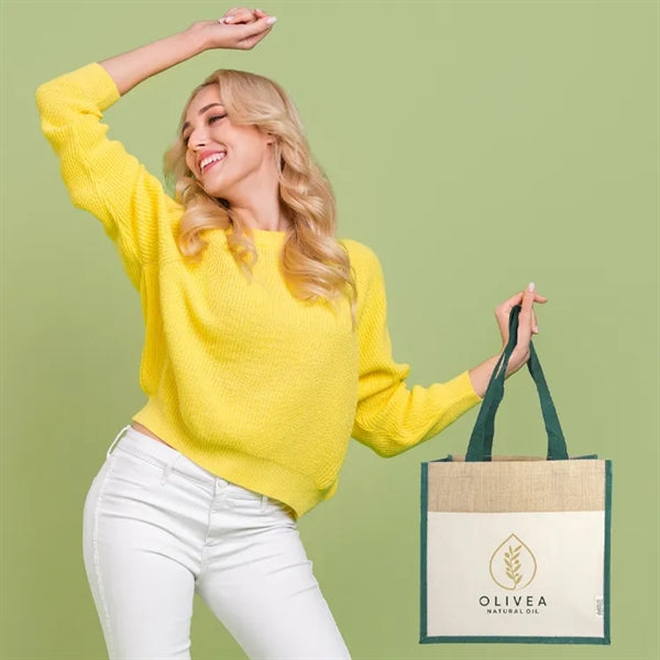 Miami Recycled Cotton Canvas Front Pocket Jute Tote Bag