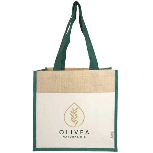 Miami Recycled Cotton Canvas Front Pocket Jute Tote Bag
